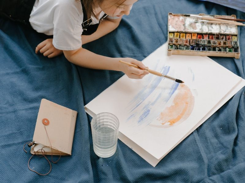 art jamming singapore kids girl painting sunset