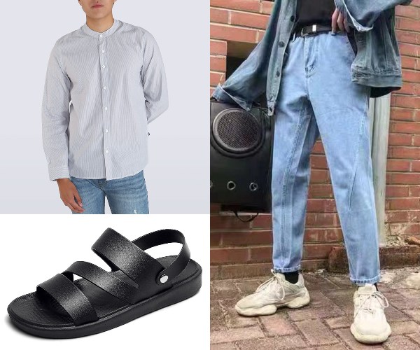 chinese new year outfits for men denizen mandarin collar shirt jeans sandals