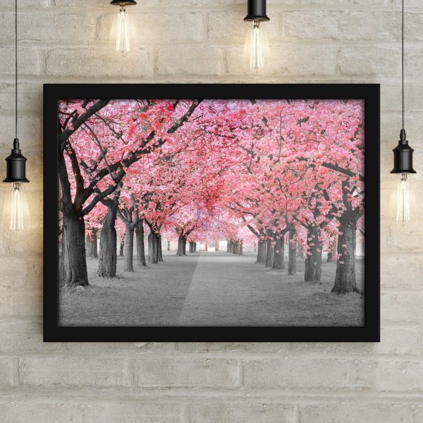cherry blossom black and white colour splash poster home decor