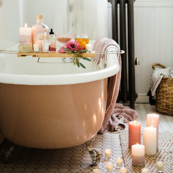 bathtub bathroom candles bath bombs