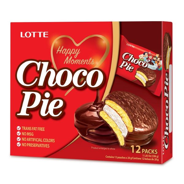 box of lotte choco pie in red