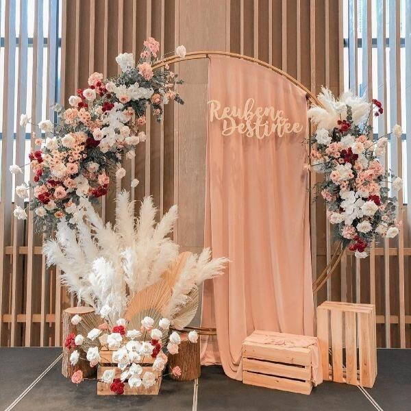 stage decor wedding pink floral