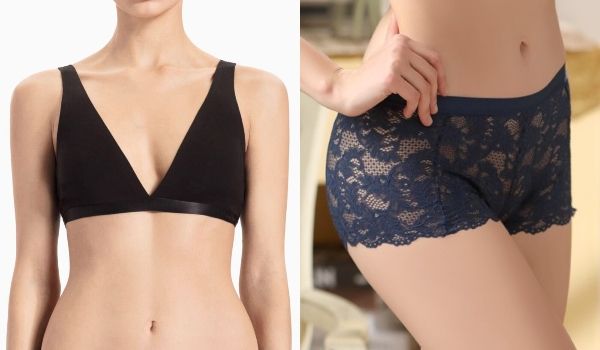 types of lingerie boyshorts and unpadded bra