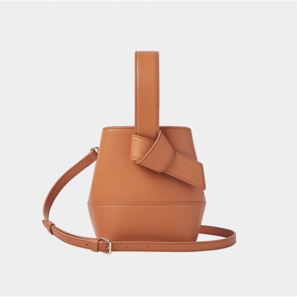 ostkaka lycka bucket bag with knot detail in brown