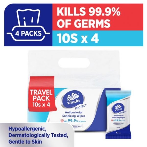 vinda protect antibacterial wipes four packs supermarket promotion