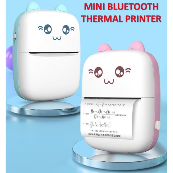 cute cat bluetoother thermal printer study tool learning notes