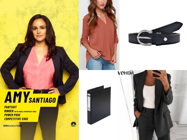 amy santiago brooklyn 99 outfit blazer set and pink shirt 