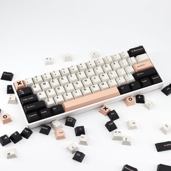 mechanical keyboard with pink, black and white keycaps custom keyboard singapore
