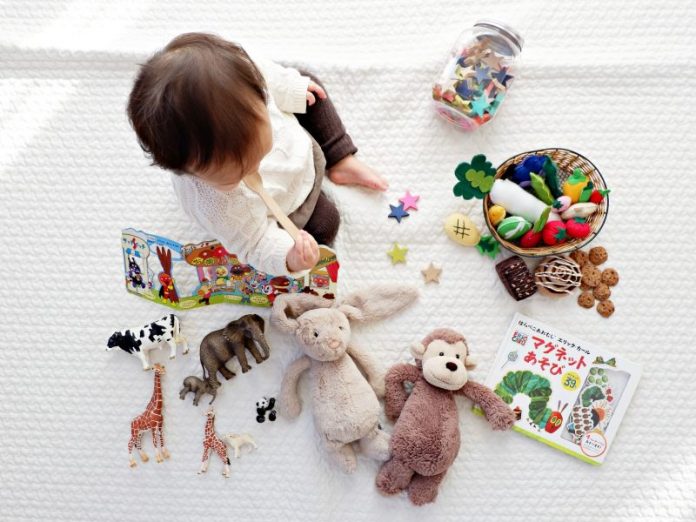 educational toy 3 year old baby with plush toy animal