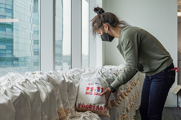 Our team preparing 11.11 Care Pack for Employees in Singapore