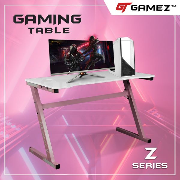 z series white and pink gaming desk 