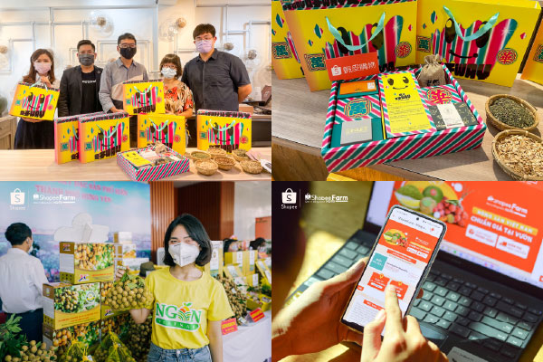 Shopee Taiwan’s Wan Hua Good Way Gift Box initiative (top two images) and Shopee Vietnam’s Shopee Farm initiative (bottom two images)