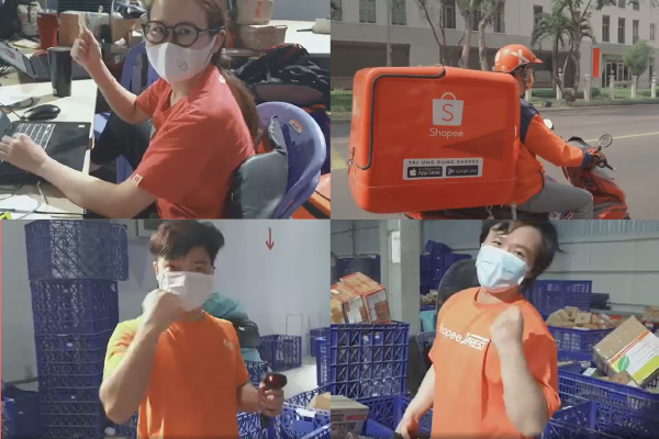 #ShopeefromHome campaign in Vietnam, featuring our Warehouse and Shopee Express teams