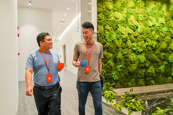 Ryan and Cuong enjoying a mid-day refreshment Shopee Engineer