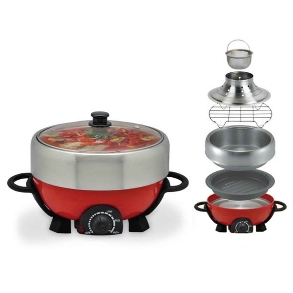 Takada Stainless Steel Multi Cooker Steamboat with Non-Stick BBQ Tray best steamboat pot singapore