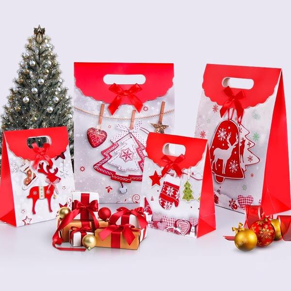 christmas paper gift bags red and white