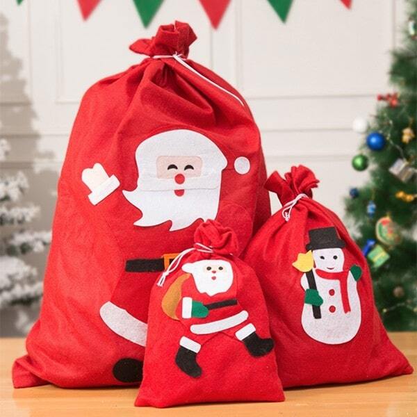 red christmas drawstring bags