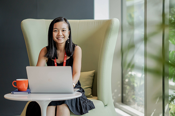 Vanessa at one of our co-working spaces in the Shopee HQ Office