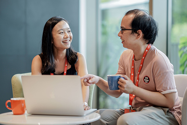 Vanessa (left) and Yichuan (right) in the Shopee office