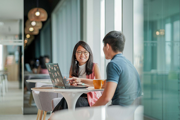 Si Hui (left) and Michael (right) having a discussion