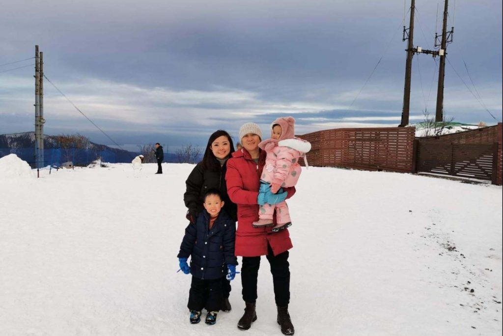 Allan and his family during their Japan 2020 trip - the first time the kids experienced snow!
