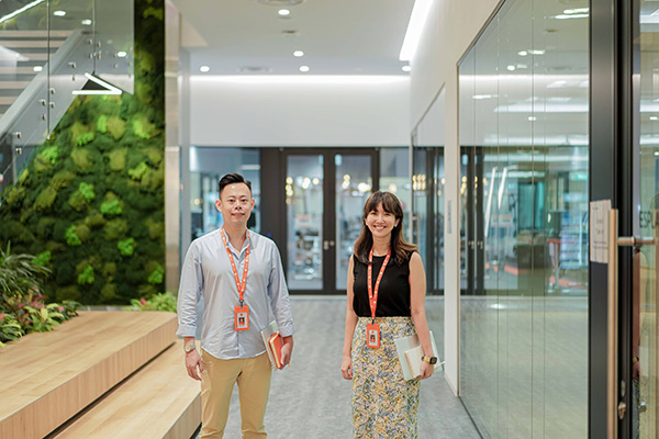 Perch (left) and Joanne (right) in the office