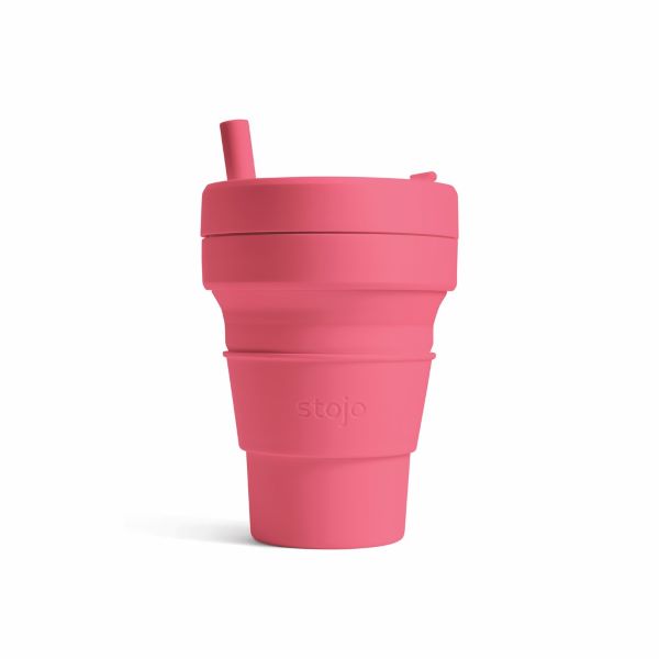 stojo biggie cup in coral pink best coffee tumbler singapore