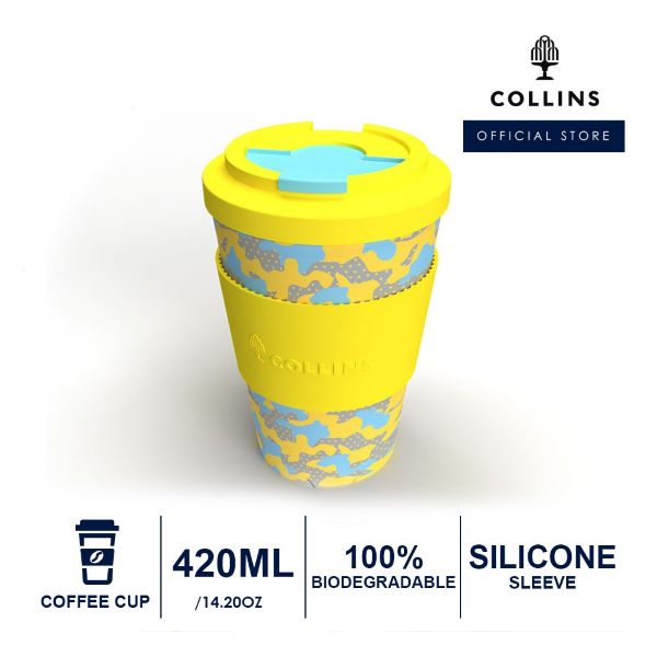 collins dath tumbler with cameo prints in yellow