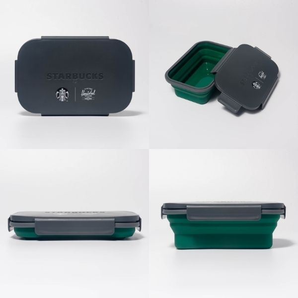 starbucks x herschel collapsible lunch box in green and navy best lunch box singapore