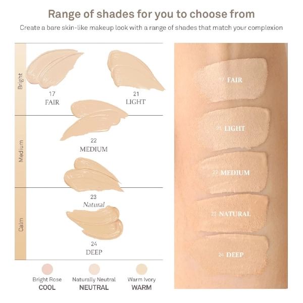 hince Second Skin Cover Concealer Colour Chart - best concealers for asian skin