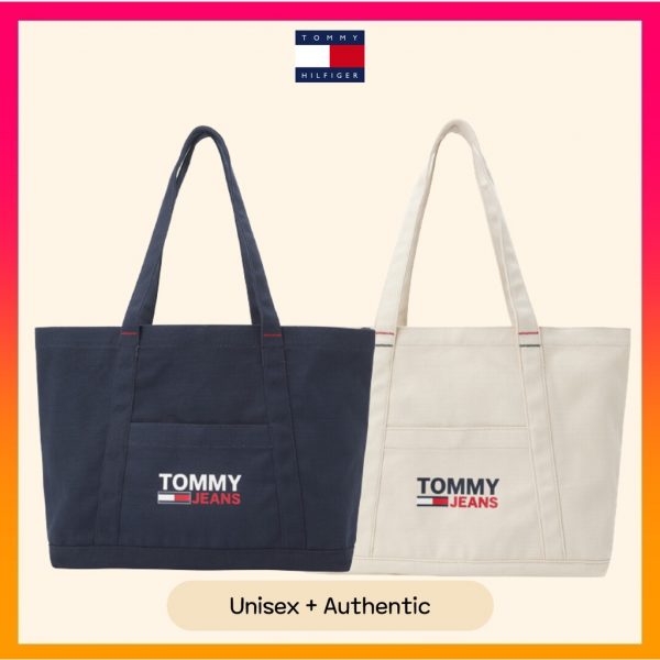 Tommy Hilfiger Unisex Canvas Logo Stylish Tote Bag