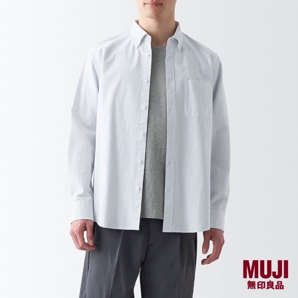 father's day gifts singapore MUJI Washed Oxford Stand Collar Shirt