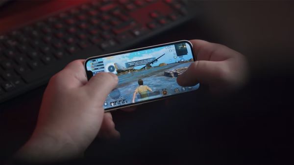 person playing mobile game