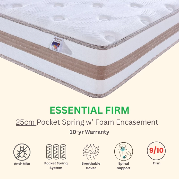 Dunlopillo Essential Firm Pocketed Spring Mattress - best mattress singapore