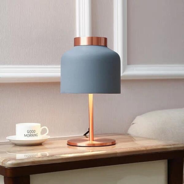 nordic style table lamp with shade in dusty blue
