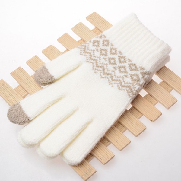 soft knit cream gloves