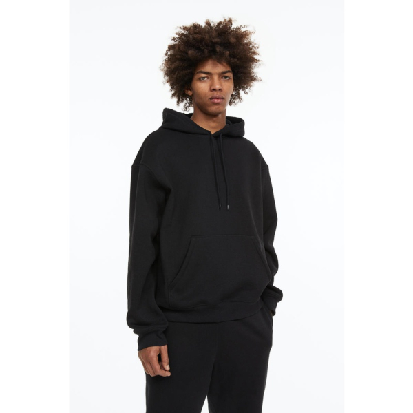 h&m relaxed fit hoodie in black dark