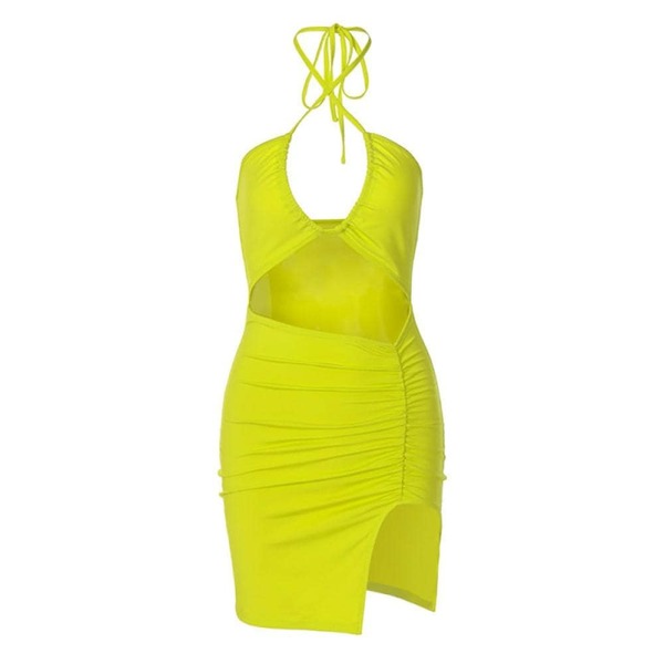 zoukout 2022 outfit ideas neon yellow halter neck dress