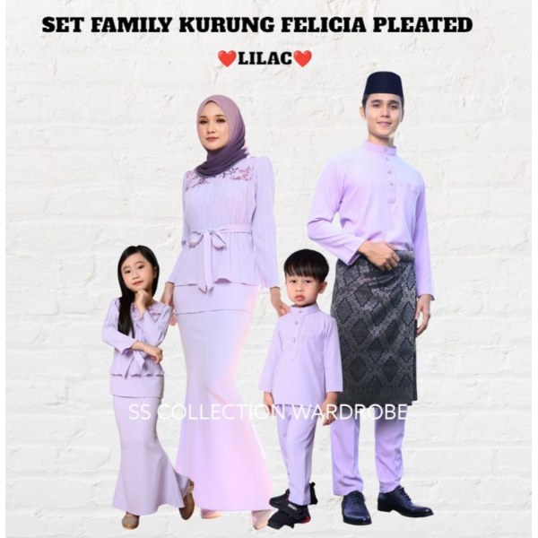 baju kurung family set singapore 2023 Pleated Lace Set