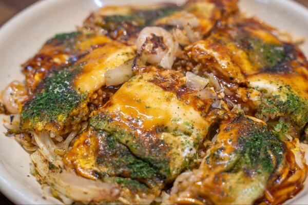 close-up shot of Okonomiyaki recipe