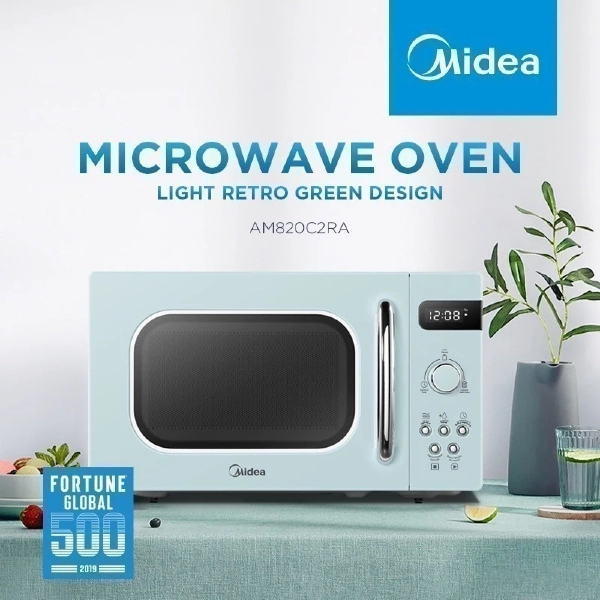 Midea 21L AM820C2RA Light Retro Green Microwave Oven - best microwave oven singapore