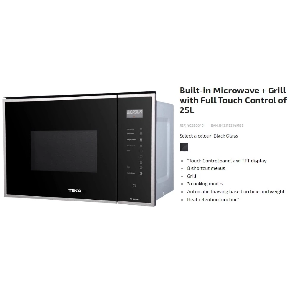 TEKA 25L ML 825 Built-in Microwave Oven With Grill - best built in microwave singapore