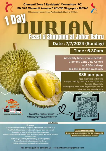 Clementi Durian Tour + JB Shopping