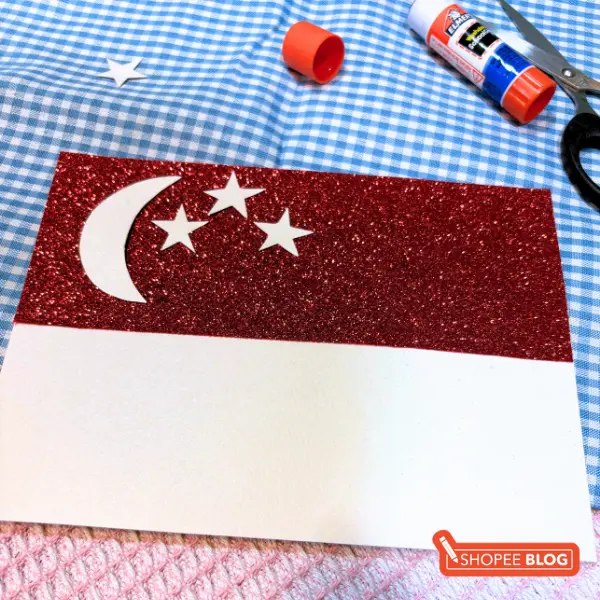 singapore flag craft - adding the crescent moon and stars