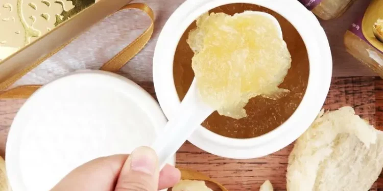 eating a bowl of bird nest dessert