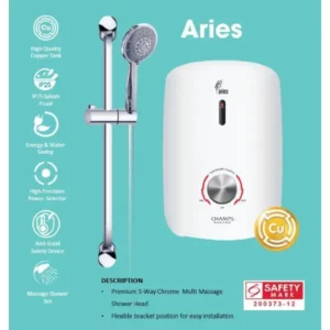 Champs Aries Copper Tank Instant Water Heater with Shower Holder Set