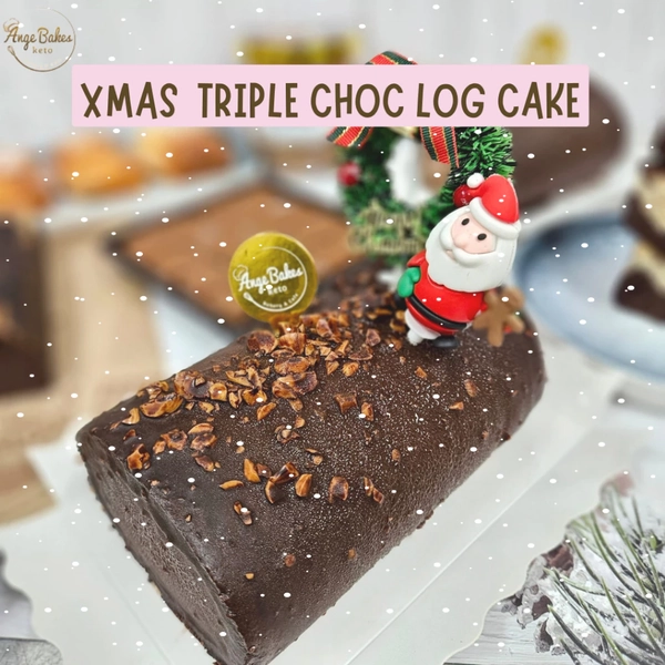 best christmas log cake singapore: Ange Bakes Keto Xmas Triple Choc Log Cake