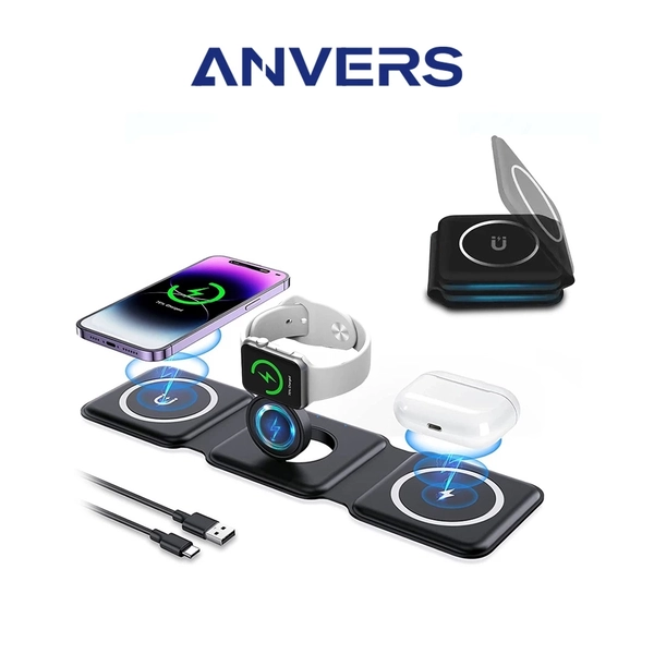 christmas gifts for men: Anvers Foldable 3 in 1 Wireless Charger