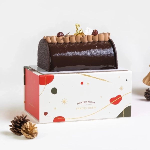 best christmas log cake singapore; baker's brew black forest yule log cake