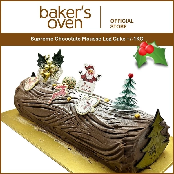 best christmas log cake singapore: Baker’s Oven Supreme Chocolate Mousse Log Cake